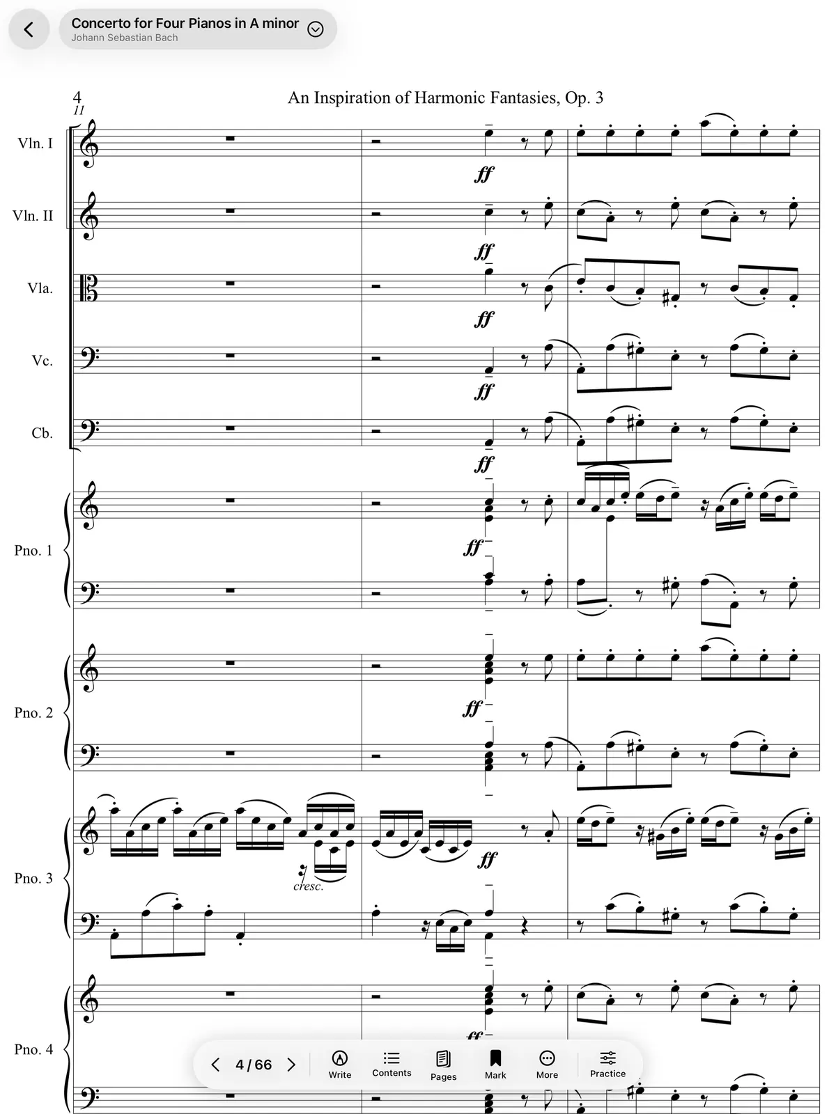 A full-screen score in StaffScore