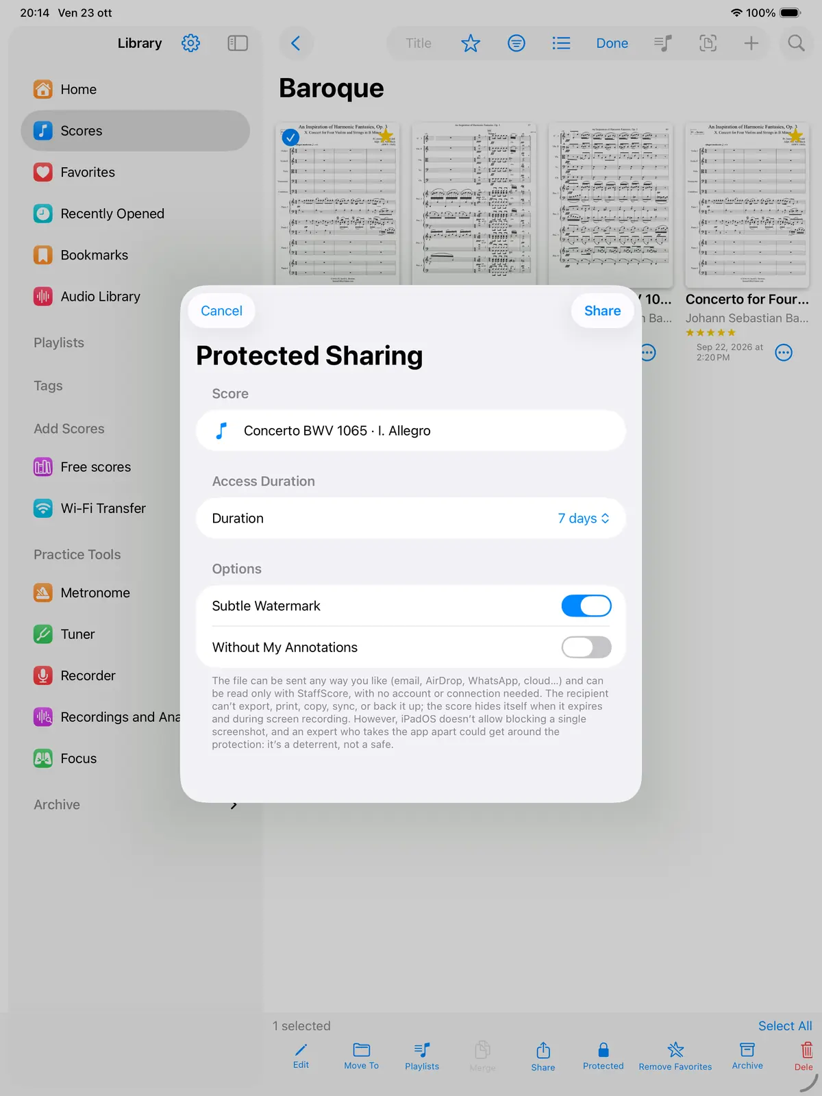 The protected sharing panel